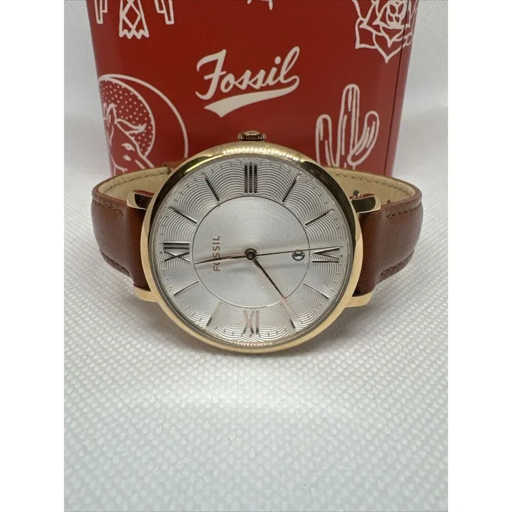 Fossil Jacqueline ES4352 Men Brown Leather Strap Analog Dial Quartz Watch YAY54